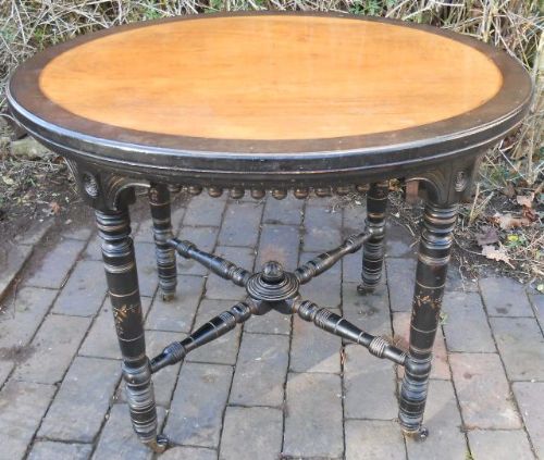 Aesthetic Movement Round Walnut Ebonized Centre Table