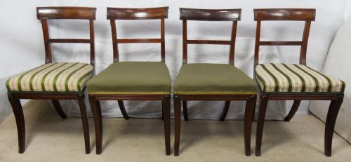Set of Four Regency Mahogany Sabre Leg Dining Chairs