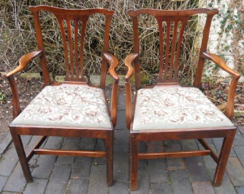 Pair Georgian Mahogany Carver Armchairs