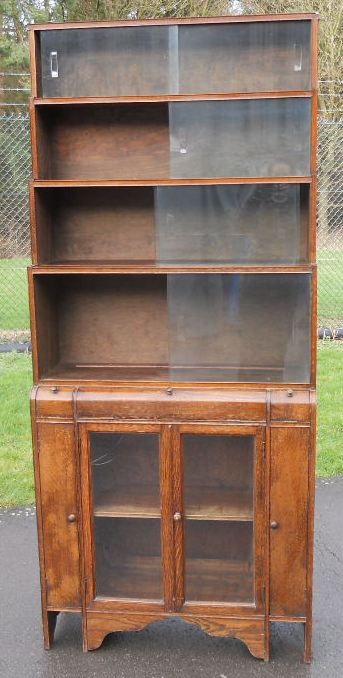 Tall Oak Waterfall Cabinet Bookcase