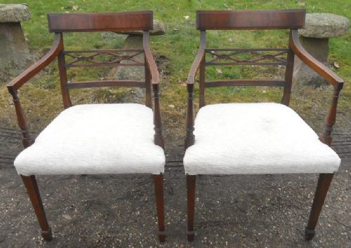 Pair Georgian Mahogany Carver Elbow Armchairs