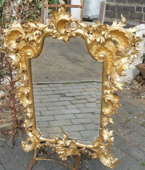 Italian Ornate Gilt Wood Hanging Wall Mirror