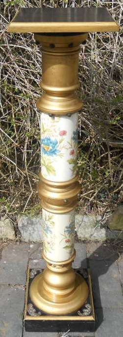 Aesthetic Movement Gilt Wood & Ceramic Plant Stand