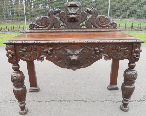 Edwards & Roberts, Carved Oak Entrance Hall Table