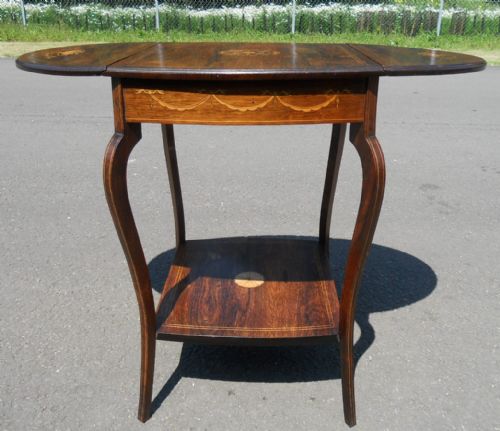EDWARDIAN INLAID ROSEWOOD DROPLEAF CENTRE TABLE - ADDITIONAL PHOTO 5