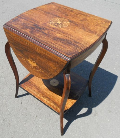 EDWARDIAN INLAID ROSEWOOD DROPLEAF CENTRE TABLE - ADDITIONAL PHOTO 6