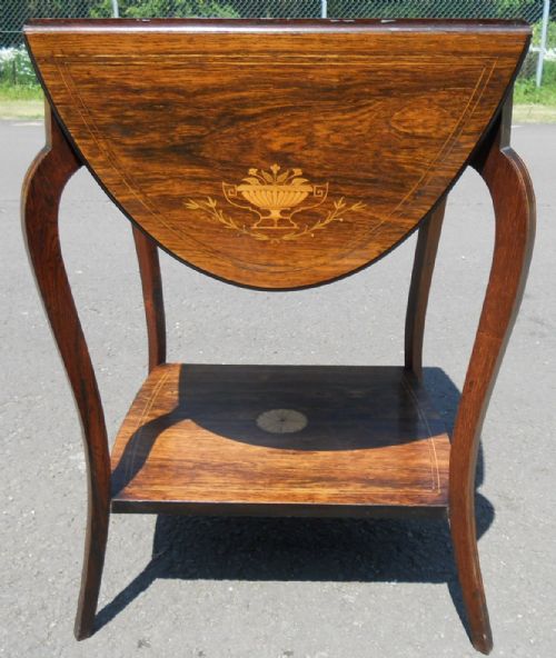 EDWARDIAN INLAID ROSEWOOD DROPLEAF CENTRE TABLE - ADDITIONAL PHOTO 7