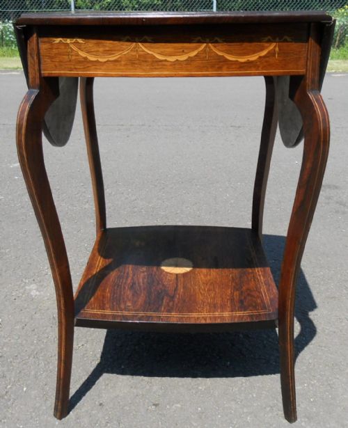 EDWARDIAN INLAID ROSEWOOD DROPLEAF CENTRE TABLE - ADDITIONAL PHOTO 8
