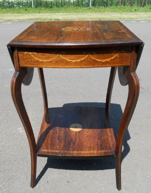 EDWARDIAN INLAID ROSEWOOD DROPLEAF CENTRE TABLE - ADDITIONAL PHOTO 9