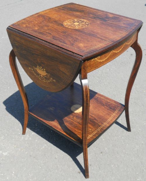EDWARDIAN INLAID ROSEWOOD DROPLEAF CENTRE TABLE - ADDITIONAL PHOTO 10
