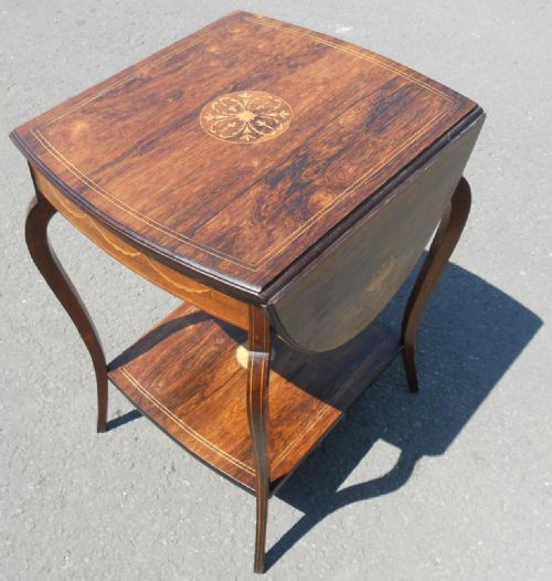 EDWARDIAN INLAID ROSEWOOD DROPLEAF CENTRE TABLE - ADDITIONAL PHOTO 11