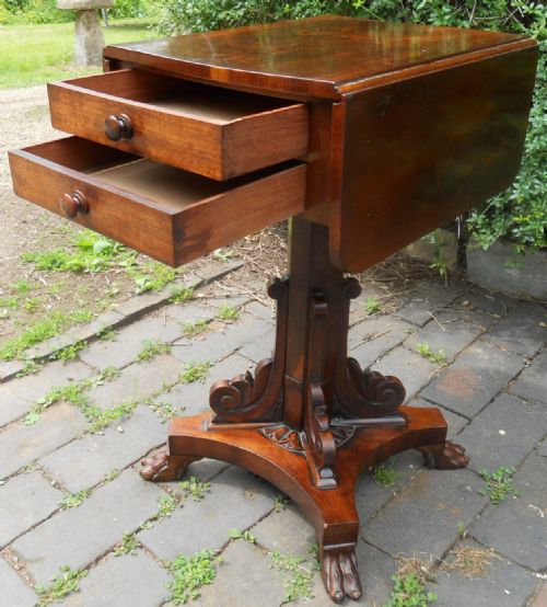 REGENCY SMALL MAHOGANY PEDESTAL PEMBROKE TABLE - ADDITIONAL PHOTO 6