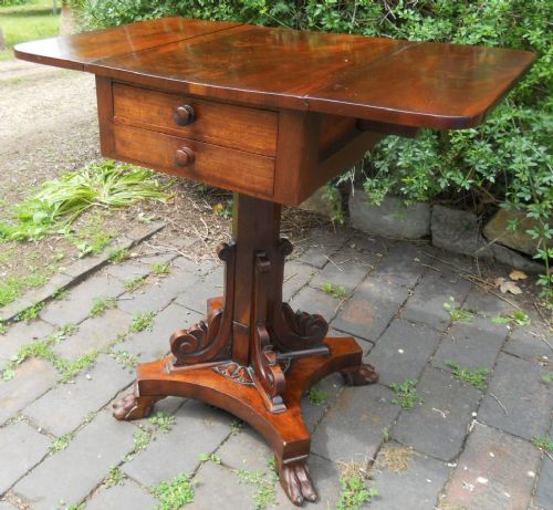 REGENCY SMALL MAHOGANY PEDESTAL PEMBROKE TABLE - ADDITIONAL PHOTO 10