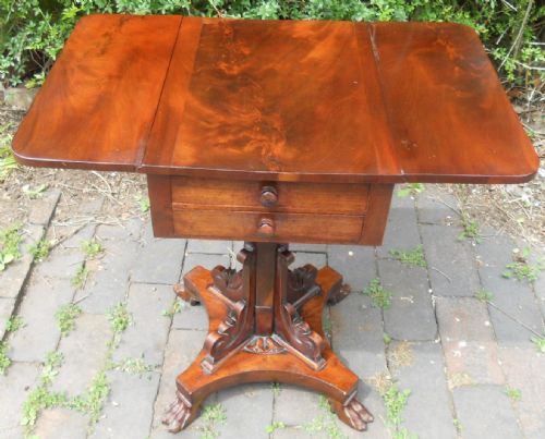 REGENCY SMALL MAHOGANY PEDESTAL PEMBROKE TABLE - ADDITIONAL PHOTO 11