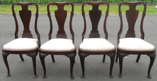 Set of Four Walnut Highback Dining Chairs