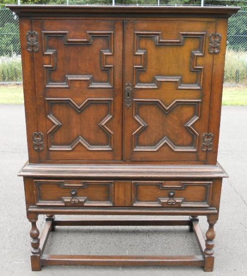 Jacobean Style Dark Oak Cupboard on Stand