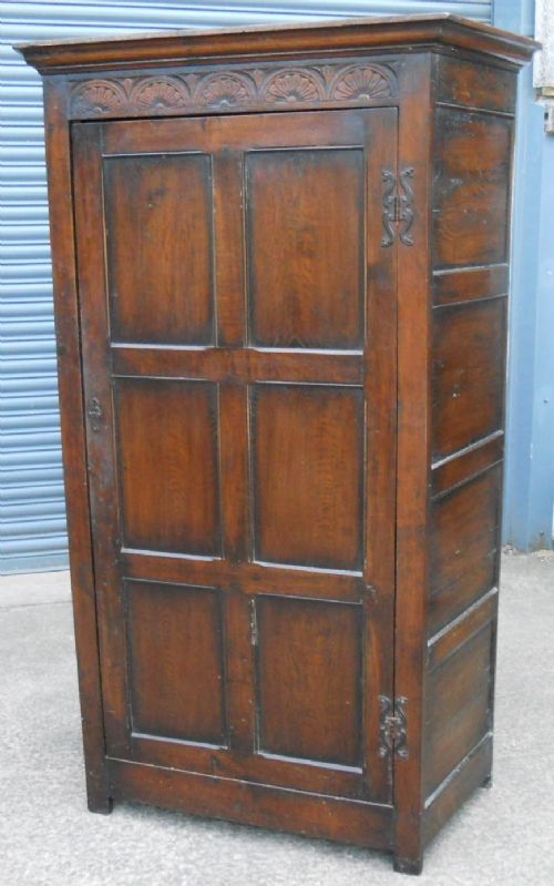 Jacobean Style Panelled Oak Hall Cupboard