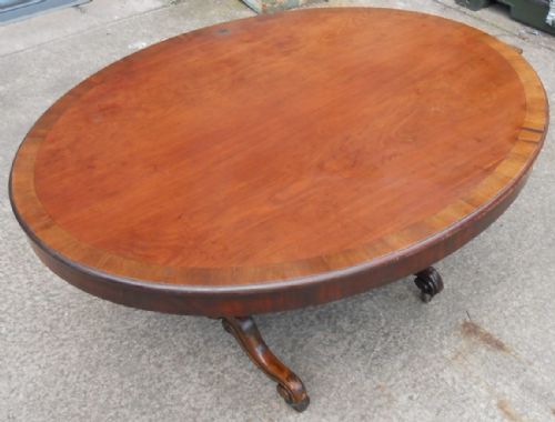 LARGE VICTORIAN OVAL PEDESTAL MAHOGANY DINING TABLE - ADDITIONAL PHOTO 1