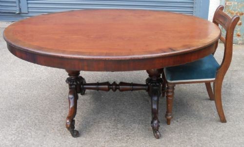 LARGE VICTORIAN OVAL PEDESTAL MAHOGANY DINING TABLE - ADDITIONAL PHOTO 2