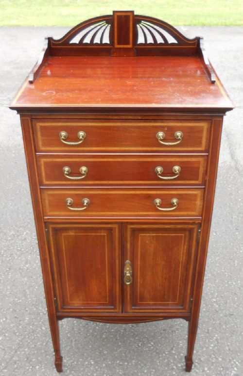 fig 1. Edwardian Inlaid Mahogany Standing Music Cabinet