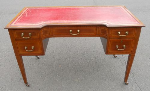 Edwardian Inlaid Mahogany Writing Desk by Maples & Co