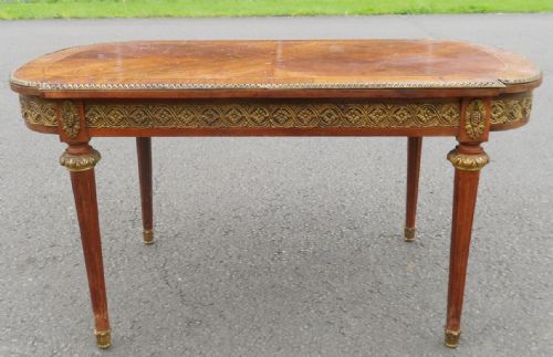 French Inlaid Walnut Long Coffee Table