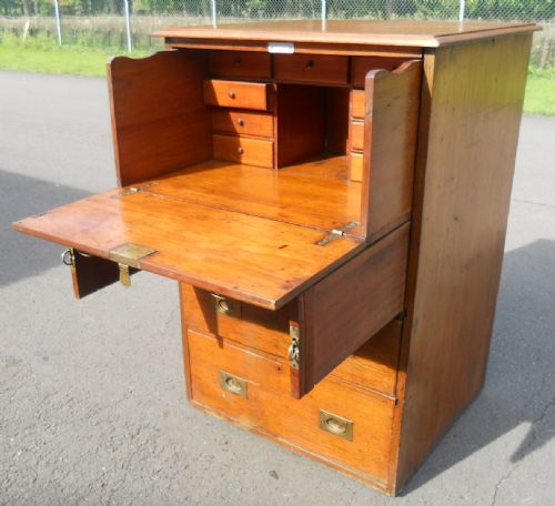 VICTORIAN MAHOGANY SECRETAIRE CHEST DESK - ADDITIONAL PHOTO 2