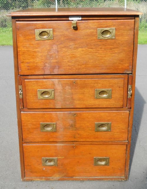 VICTORIAN MAHOGANY SECRETAIRE CHEST DESK - ADDITIONAL PHOTO 8