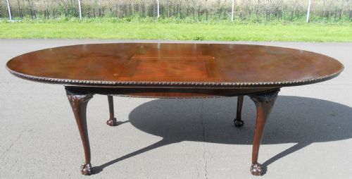 Large Oval Chippendale Style Mahogany Extending Dining Table