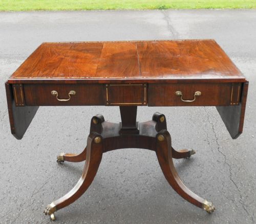 Regency Brass Inlay Rosewood Sofa Table