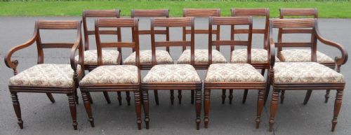 Set of Ten Georgian Mahogany Dining Chairs
