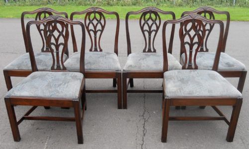 Set of Six Georgian Mahogany Wide Seat Dining Chairs