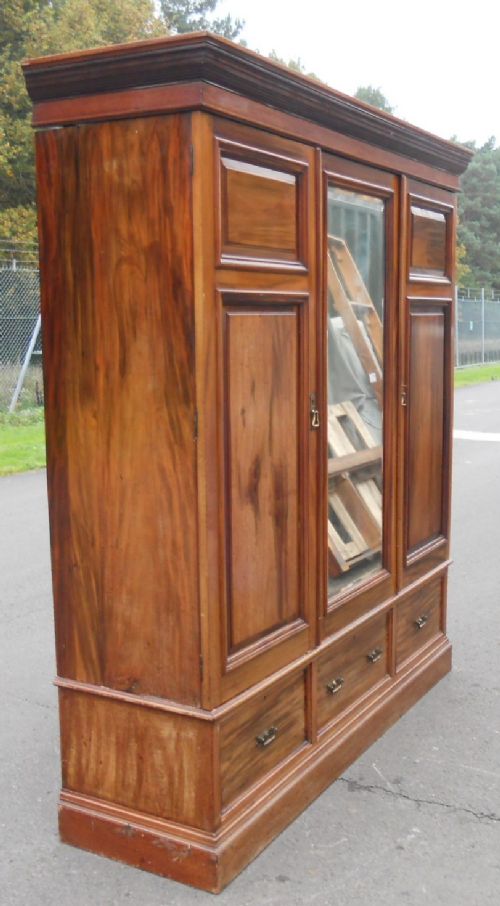 fig 1. Edwardian Walnut Three Door Panel Front Wardrobe 