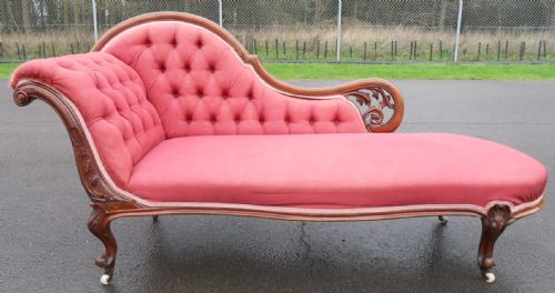 Victorian Mahogany Framed Upholstered Chaise Longue Settee