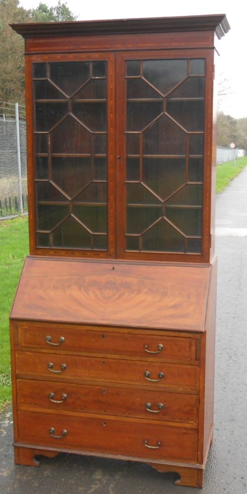 fig 1. Edwardian Inlaid Mahogany Bureau Bookcase