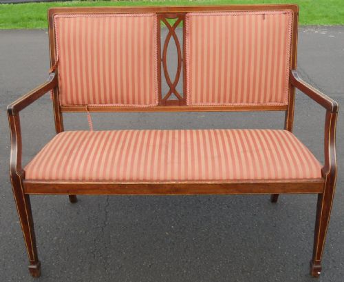 Edwardian Inlaid Mahogany Two Seater Settee