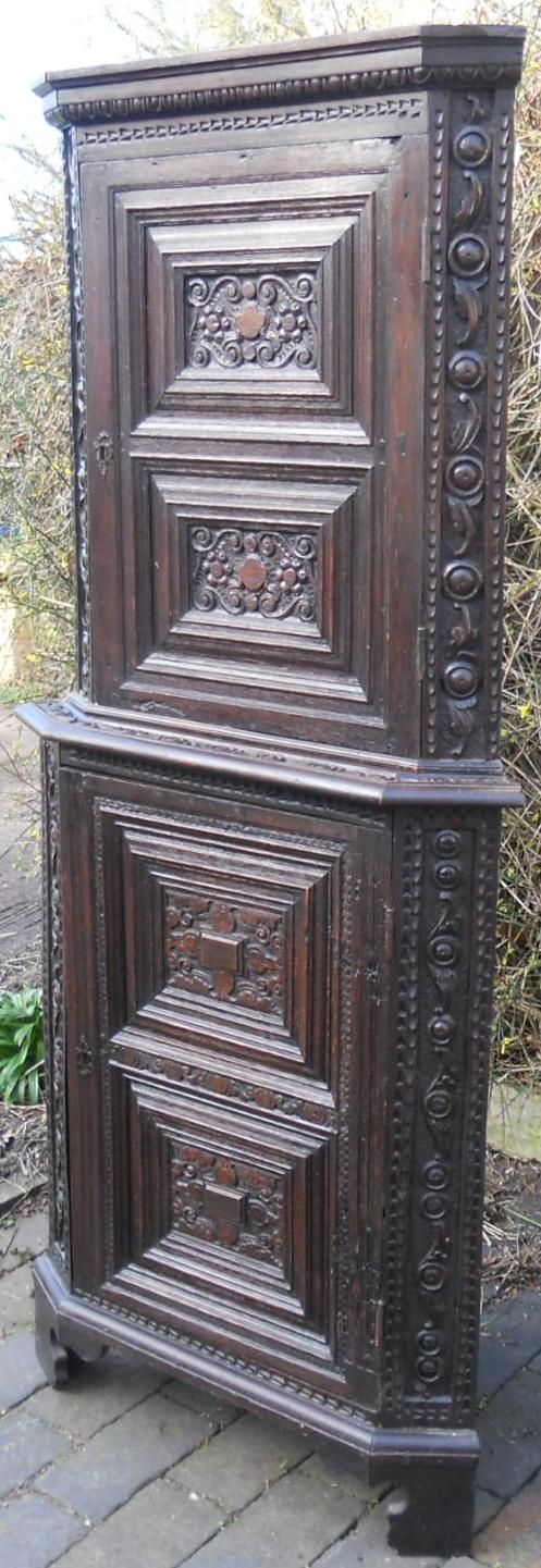 Victorian Carved Oak Standing Corner Cupboard