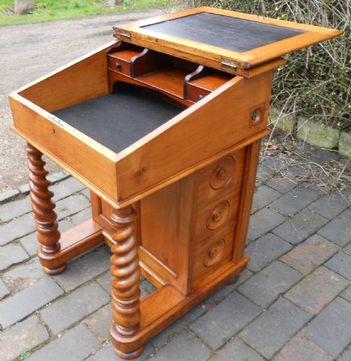 VICTORIAN SATIN MAHOGANY DAVENPORT WRITING DESK - ADDITIONAL PHOTO 5