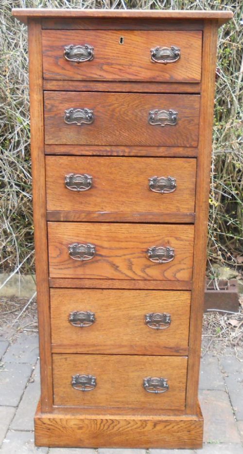 Edwardian Oak Wellington Chest of Drawers