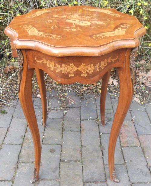 FRENCH INLAID WALNUT OCCASIONAL TABLE - ADDITIONAL PHOTO 4