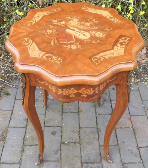 FRENCH INLAID WALNUT OCCASIONAL TABLE - ADDITIONAL PHOTO 5