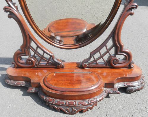 VICTORIAN MAHOGANY OVAL DRESSING MIRROR - ADDITIONAL PHOTO 4