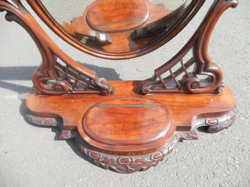 VICTORIAN MAHOGANY OVAL DRESSING MIRROR - ADDITIONAL PHOTO 6