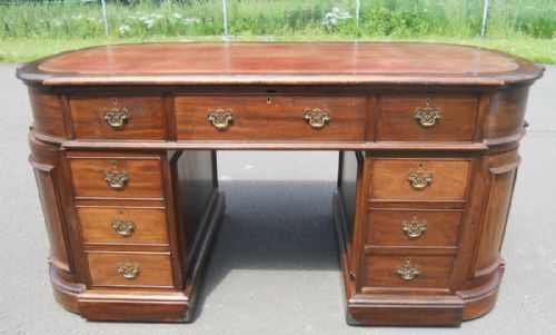 fig 1. Victorian Mahogany 'D end' Writing Desk 