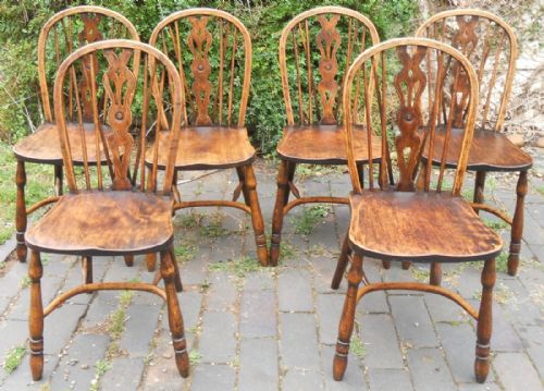 Set of Six Georgian Elm Kitchen Chairs