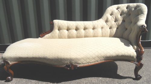 Victorian Rosewood Framed Upholstered Chaise Longue Settee