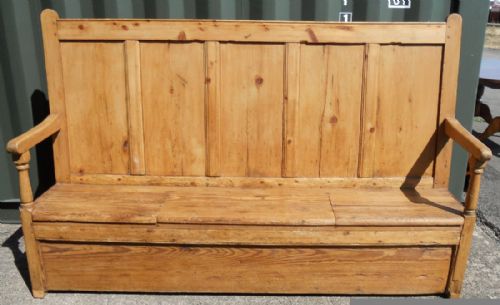 Georgian Pine Panelled Tavern Settle