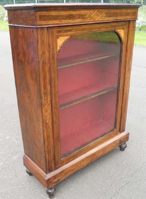 VICTORIAN BURR WALNUT SIDE DISPLAY CABINET - ADDITIONAL PHOTO 1