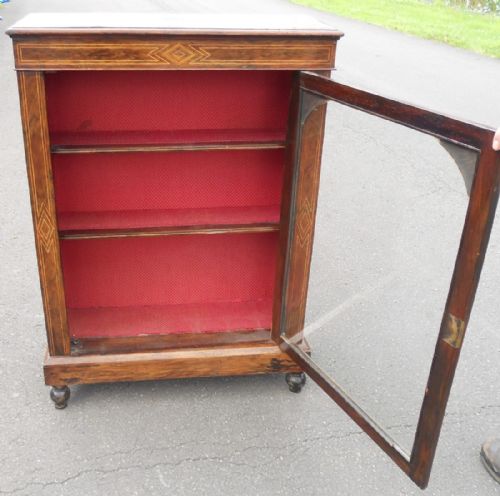 VICTORIAN BURR WALNUT SIDE DISPLAY CABINET - ADDITIONAL PHOTO 4