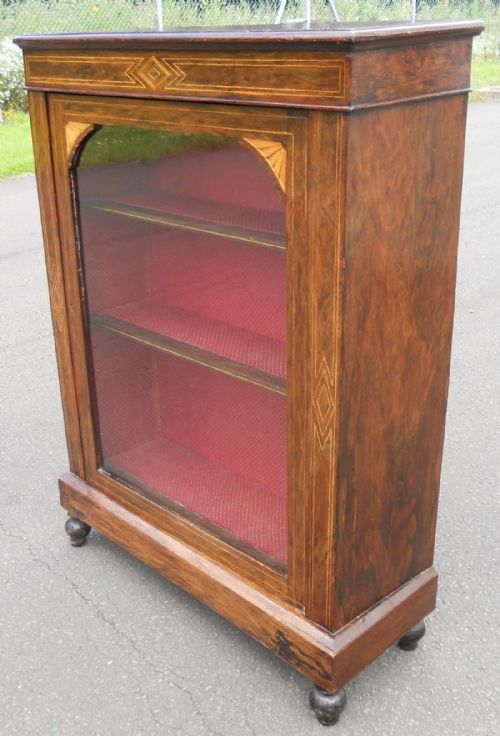 VICTORIAN BURR WALNUT SIDE DISPLAY CABINET - ADDITIONAL PHOTO 5